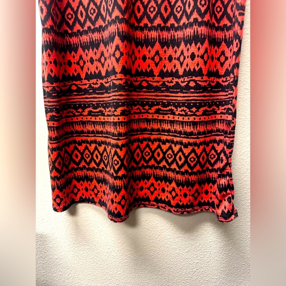 Mix & Co. Vibrant Deep Coral & Black Resort wear Beach Maxi Skirt Size Lg - Picture 2 of 6